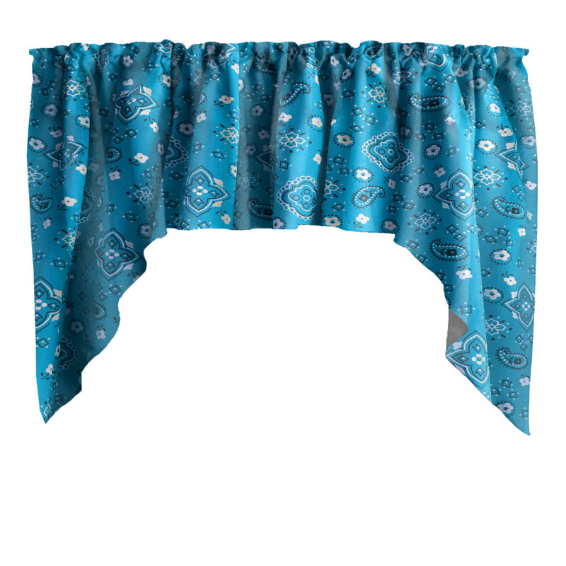 Cantonnière en mélange de coton P 58 po, Turquoise