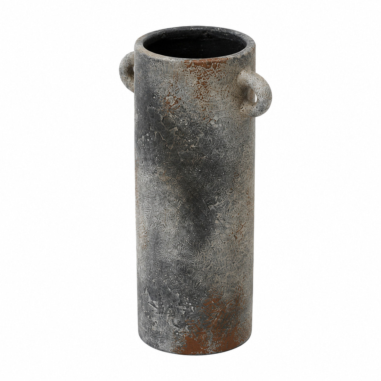 Cole and Ceramic Antique Style Washed Decorative Vase with Handles, Gray