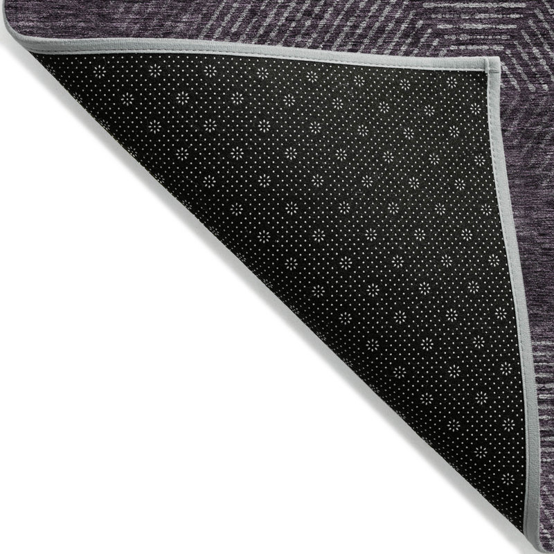 Tapis intérieur / extérieur lavable 10 pi x 14 pi aubergine à motif géométrique mauve et gris