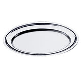 Menu & Banquet Oval Serving Plate with Reinforced Edges 9.84" x 6.69" - 12 Pieces - Stainless Steel