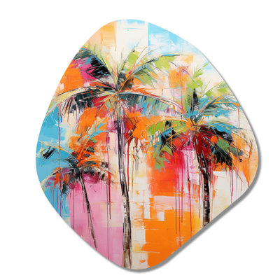 Christoph - Palms & Palm Trees Nebula Shape Assymterical Metal Wall Art
