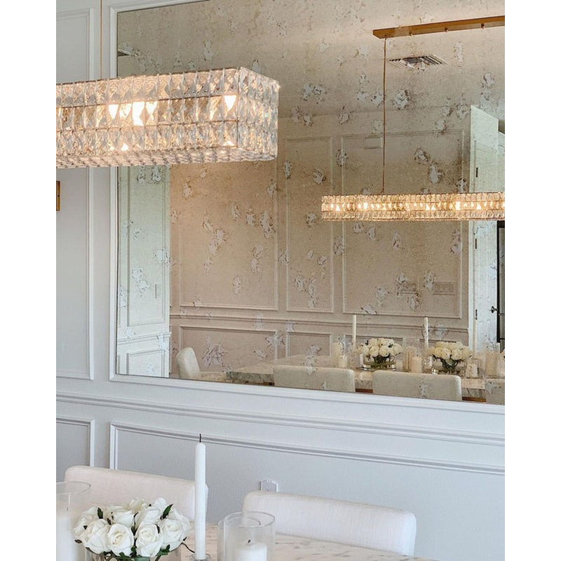 Lustre rectangulaire à intensité variable Sebastianne, H 6,7 po x l 48 po x P 6,7 po, Nickel