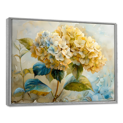 Décoration murale jaune et bleu jardin d'hortensias I - Hortensia