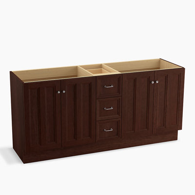 Meuble-lavabo Damask de 183 cm (72 po) â€“ Meuble de base seulement avec plinthe, 4 portes et 3 tiroirs, tiroir supÃ©rieur divisÃ©