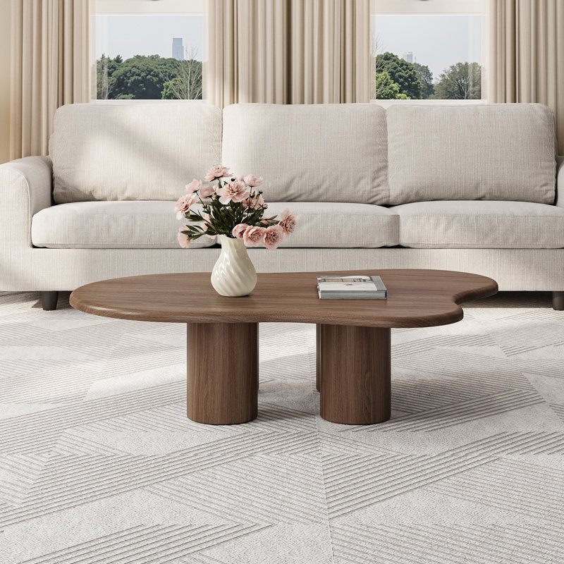 47.3" Cloud Shape Brown Four Legs Modern High Coffee Table