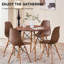 Ensemble de table de salle à manger 5 pièces pour 4, table de cuisine 35,5 po avec pieds, pieds en bois massif, sièges en plastique, brun-1154458849-1154458698-1142735980