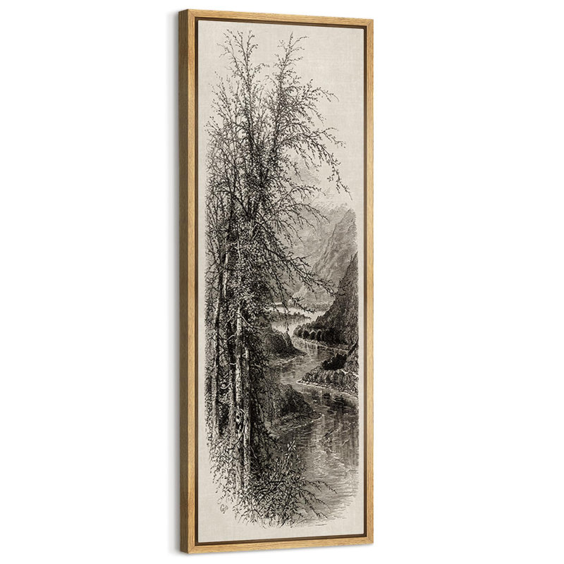 Reproduction d'art rétro sur toile encadrée de pin rétro vintage, H 60 po x l 20 po, Naturel