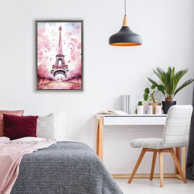 Cadre flottant avec tour Eiffel Blush Watercolor, design Creative Studio