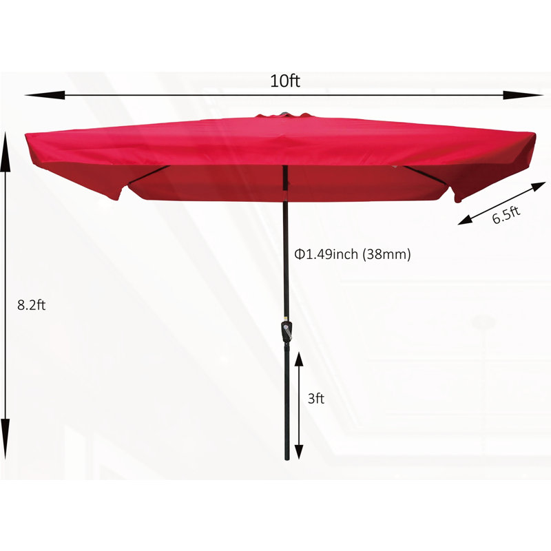 Parasol d'extérieur imperméable 10 x 6,5 pi, Rouge