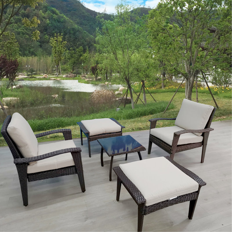 Patio avec coussins élégants et cadre pour piscine 5 extérieur, Brown