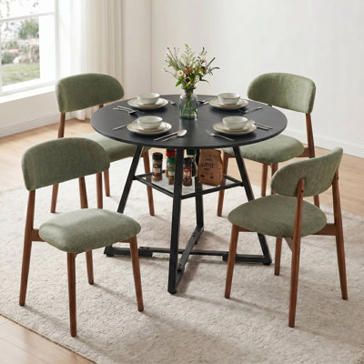 Ameah 42"L Round Modern Kitchen Dining Table Set With 32.1"H Dining Chair
