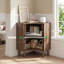 Armoire de rangement cannelée d'angle avec portes coulissantes et tablettes réglables