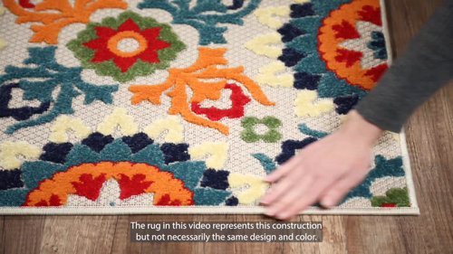 Weyland Floral Power Loom Blue/Orange Indoor/Outdoor Patio Rug World Menagerie Rug Size: Rectangle 12' x 15