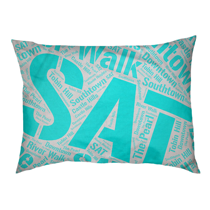 Coussin de chien « districts », Très grand (H 17 po x l 50 po x P 40 po), Cyan, San Antonio