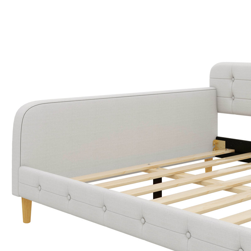 Leg-Supported, Fabric-Covered Daybed, Beige, Queen
