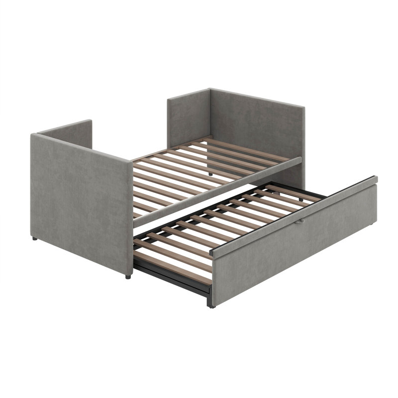 Lit de jour simple avec lit gigogne, Gris
