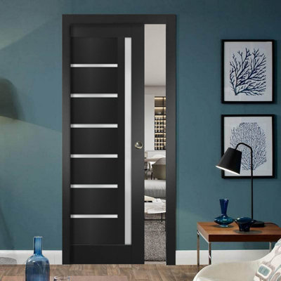 Quadro Frosted Glass Wood French Door