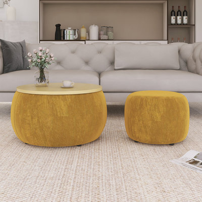 Round Storage End Table With Small Seat
