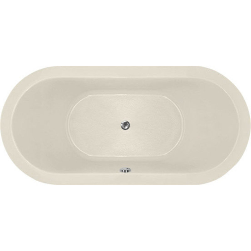 Elle 72'' L Soaking Bathtub, Biscuit, Satin Brass