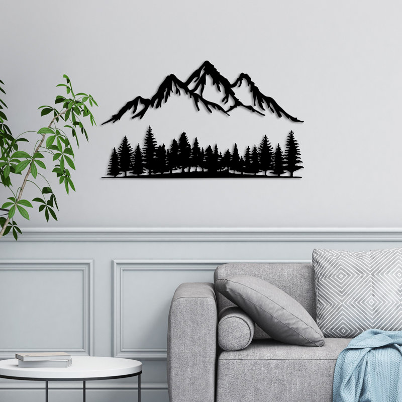 Stylish Decorative Metal Wall Accessory, Black Finish, 27.6 x 8.7 inches & 27.6 x 15.7 inches | 100% Metal, Thickness: 0.06 inches | Easy Wall Mount Design, Perfect for Home Decor & Modern Interiors