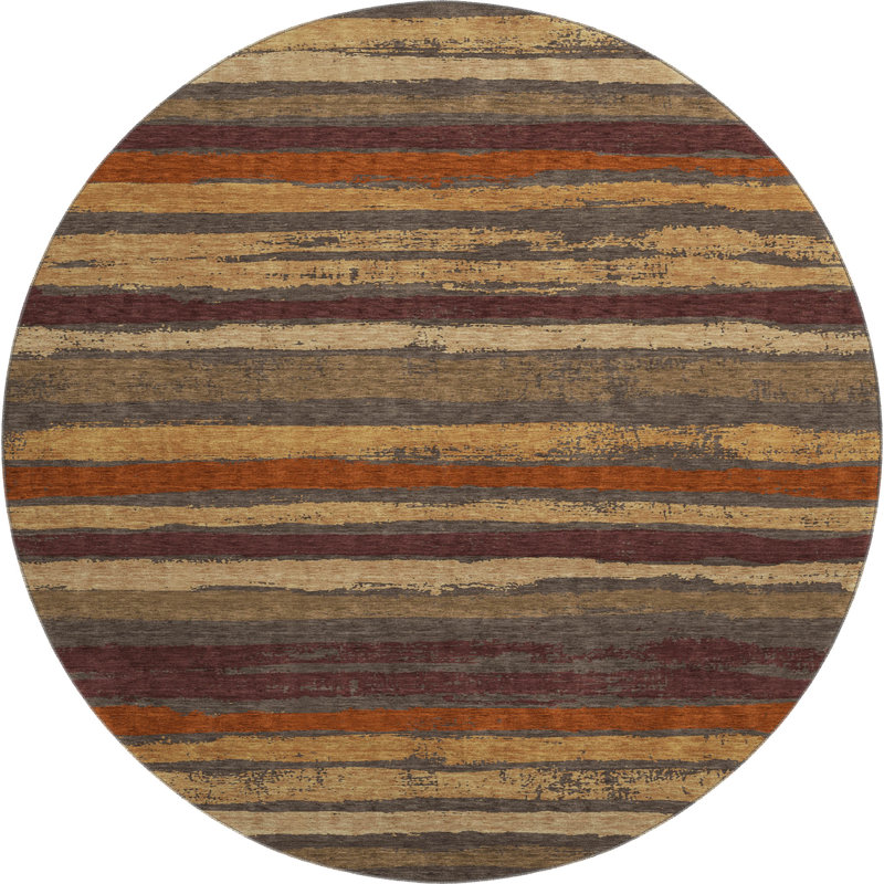 Premium Machine Washable Colmenero AMF1019 Stripes Rug, Round 8'