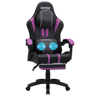 Fauteuil de jeu ergonomique avec coussin lombaire extra large Hoffree