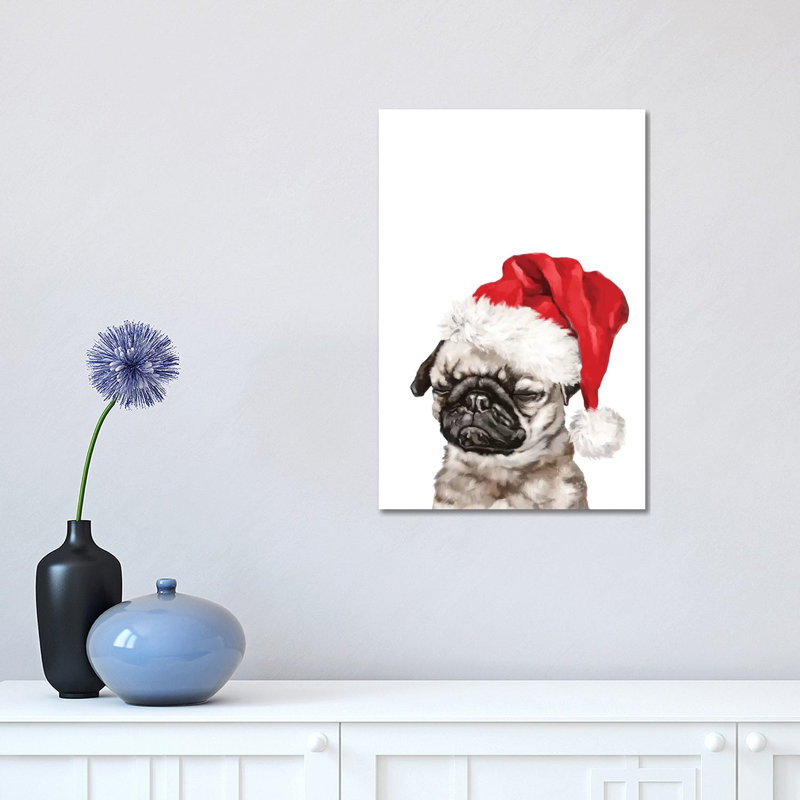 Christmas Meditation Pug 1 Piece Wrapped Canvas Wall Art, 30.48 cm H x 45.72 cm W