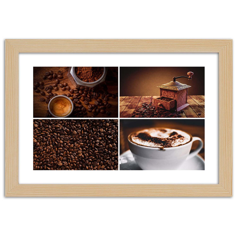 Coffee Beans - Single Picture Frame Print, Light Brown, 40cm H x 60cm W