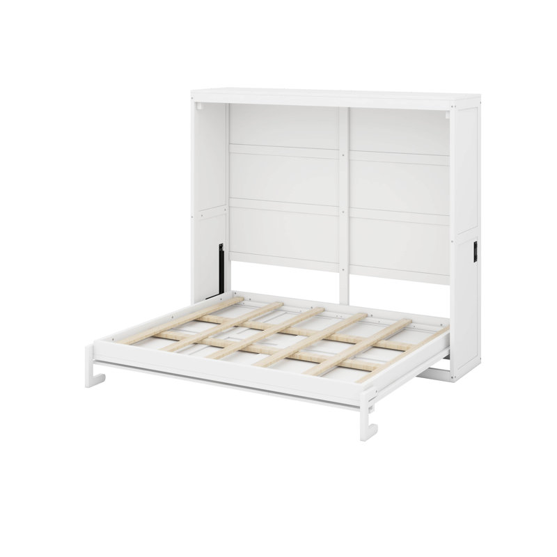 Structure de lit escamotable, lit escamotable moderne, Blanc, Lit double