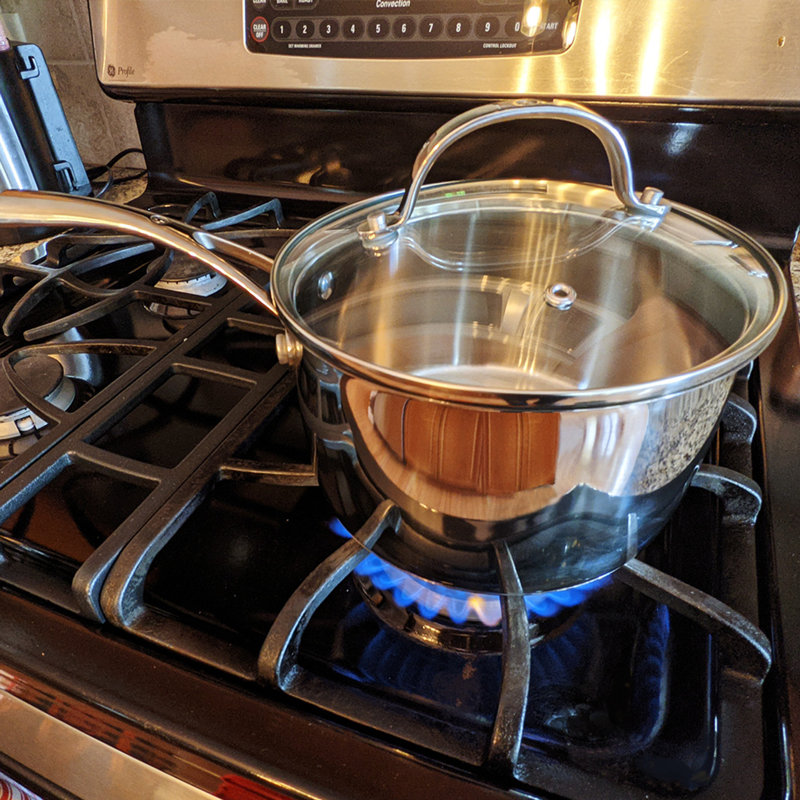Non-Stick Stainless Steel Saucepan with Lid, 3.6 qt