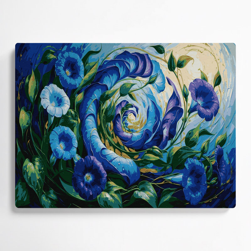 «Botanical Morning Glory», art mural en métal gris