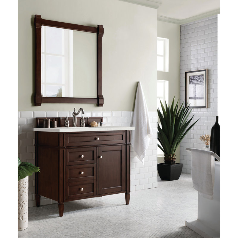 Brittany 36'' W Single Vanity, Burnished Mahogany, Charcoal Soapstone, 8" Widespread