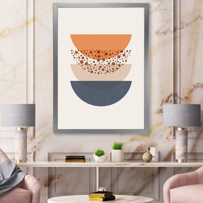 «Abstract Sun and Moon Geometrics in Blue and Orange», impression sur toile
