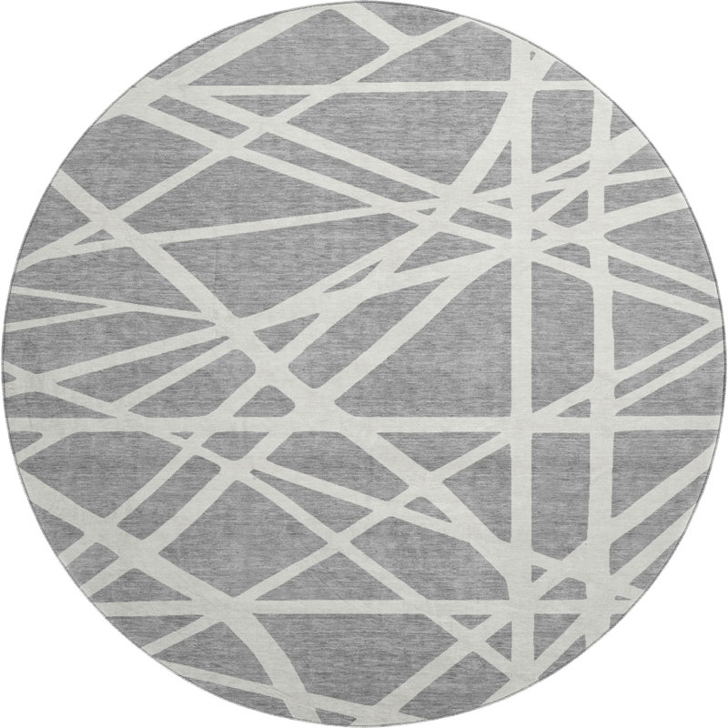 Premium Machine Washable Cossette AMF1040 Geometric Rug, Round 8'
