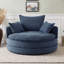 Fauteuil d'appoint rond pivotant à 360 ° avec coussin de siège profond à deux couches, 3 coussins de soutien et base en fer-2134476279