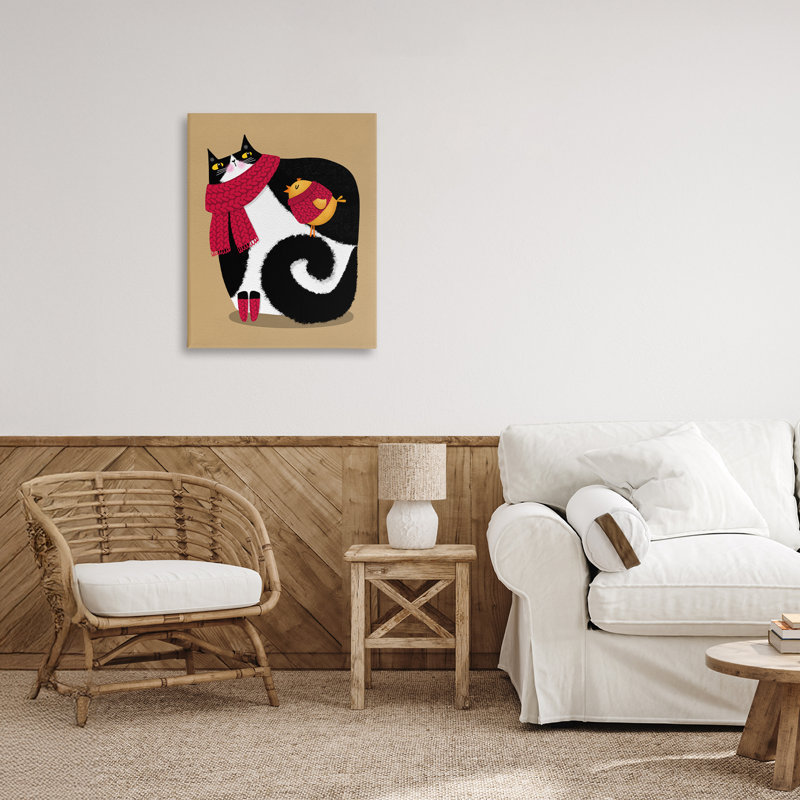 «Whimsical Autumn Cat & Bird», conception par Gabriela Avila, H 20 po x l 16 po