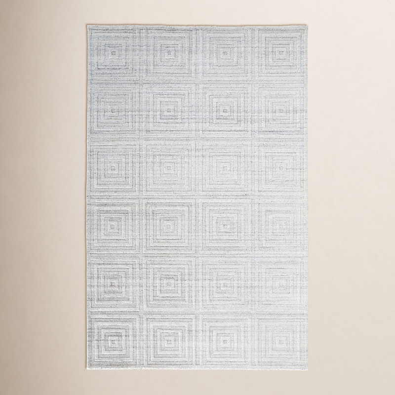 Tapis blanc / argenté Kentoria, Rectangle 3 pi 6 po x 5 pi 6 po