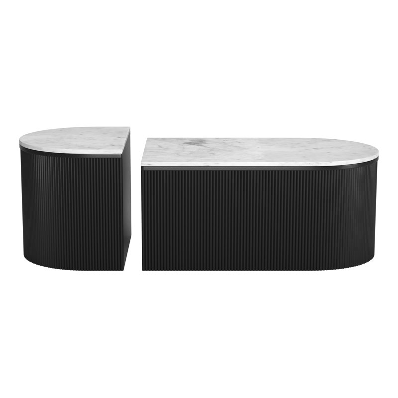 Doha Black and White Marble Top 2-Piece Coffee Table Set