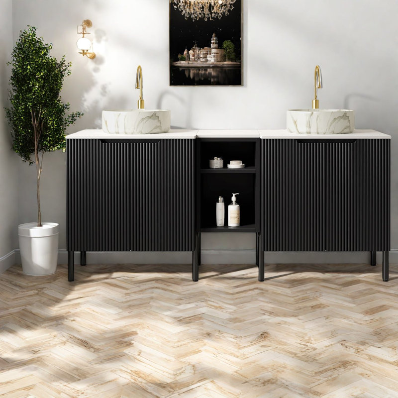 Meuble-lavabo moderne (doit inclure le meuble-lavabo et le lavabo) avec rangement