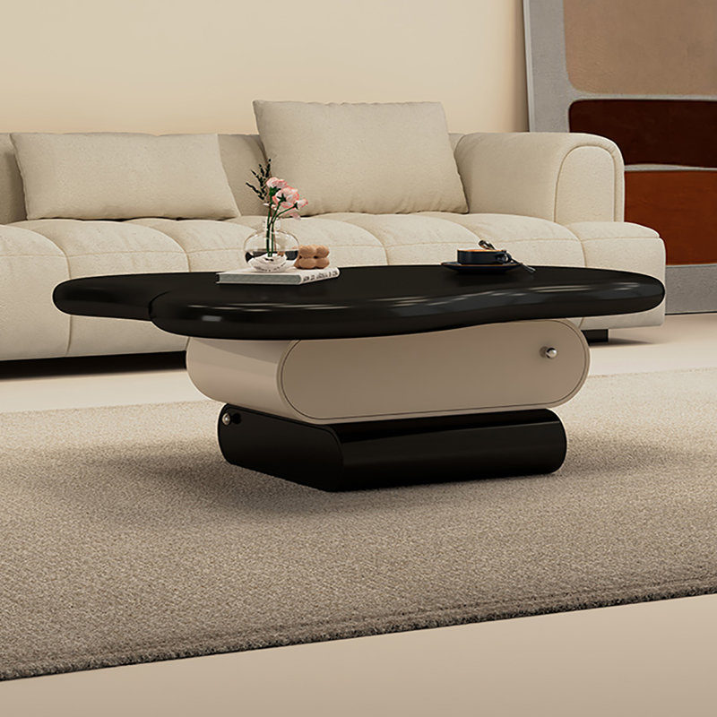 Table basse à piédestal avec rangement, Noir, H 14,2 po x L 47,2 po x l 23,6 po