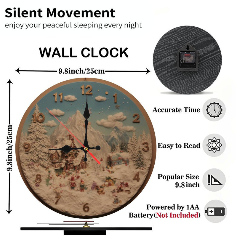 Horloge-Chiffres-Avec-Père Noël-Renne