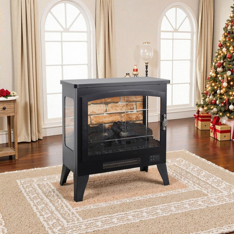 Electric Fireplace Stove Heater With Panoramic 3D Flame Effect Remote Control UL Certified