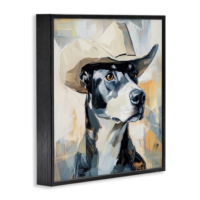 Giclée, chapeau de cowboy, encadré, par Tina LeCour, H 12 po x l 12 po, Giclée encadrée noir minuit