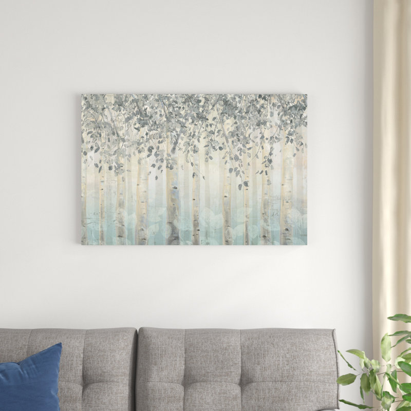 Argent et gris forêt de rêve I, H 12 po x l 18 po, Toile tendue, Sans cadre
