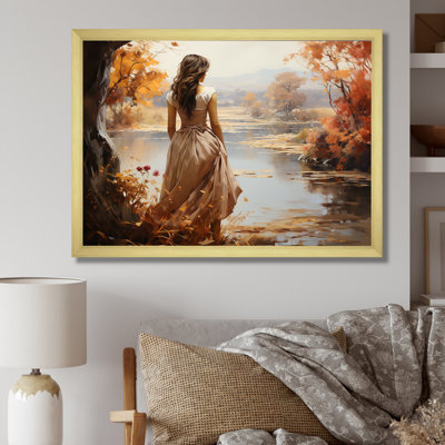«Autumn Woman Dream Romantic Landscape», art mural paysage romantique