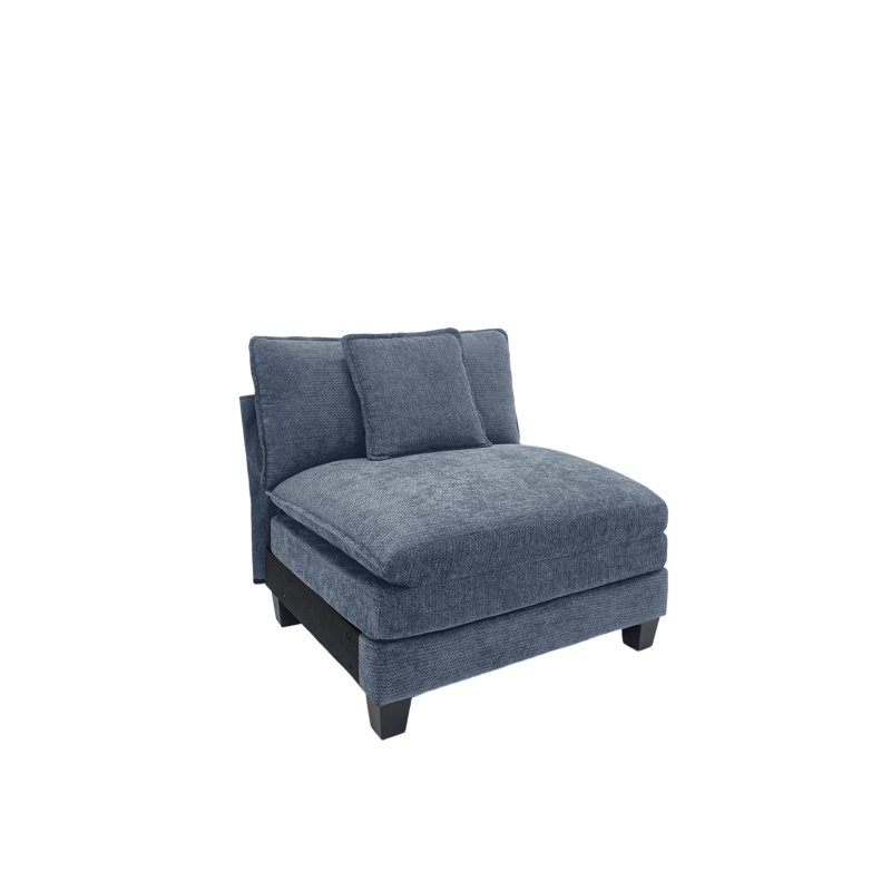 Fauteuil d'appoint rembourré simple sans accoudoirs avec coussin Hodson, Blue