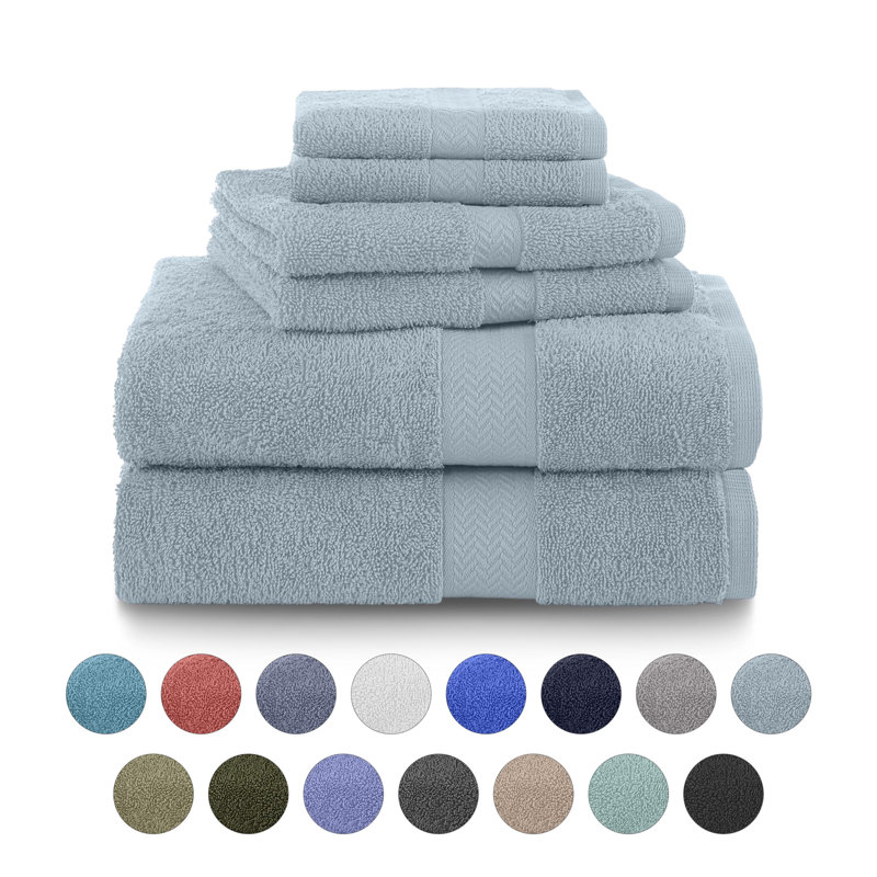Martex 6 Piece Luxury Cotton Towel Set, 2 Bath Towels, 2 Hand Towels, 2 Washcloths 500 GSM 100% Ring Spun Cotton Highly Absorbent Soft Towels for Bathroom For Everyday Use, Hotel & Spa