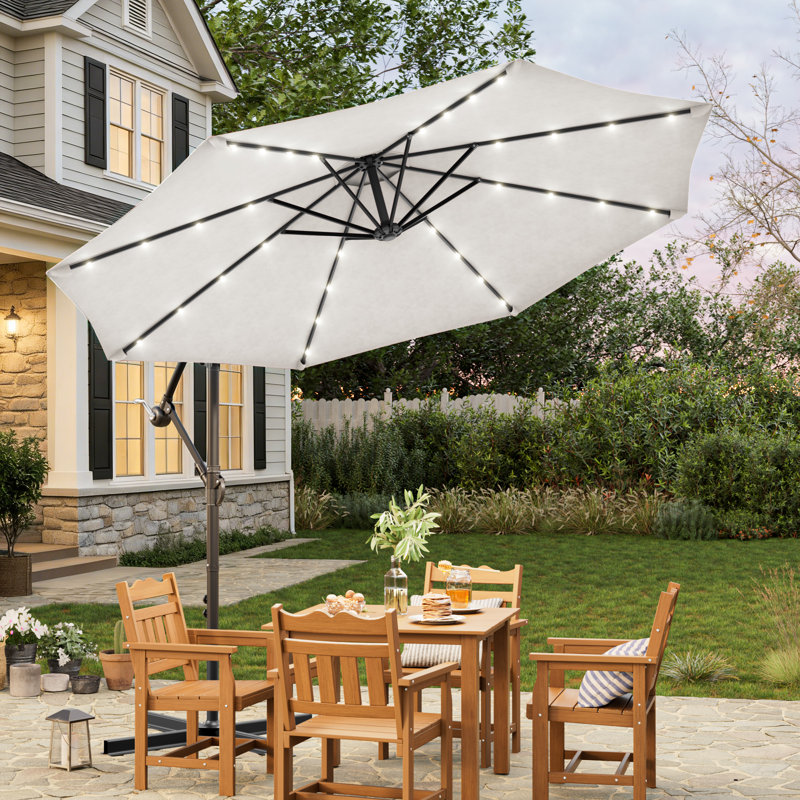 Parasol d'extérieur suspendu en acier Doresha, Beige