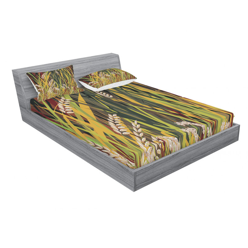 Microfiber Floral Sheet Set, Queen Sheet Set with Fitted Sheet