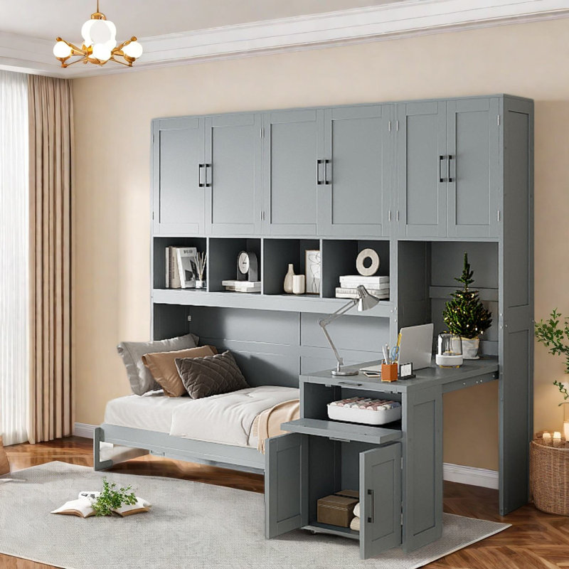 Lits peu encombrants avec rangement, lit escamotable simple en MDF pour bureau personnel